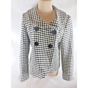 Pendleton Black White Houndstooth Double-Breasted Wool Pea Coat Women’s 10